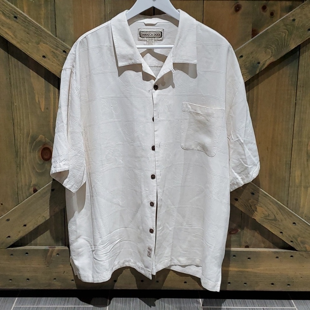 MENS JAMAICA JAXX SHORT SLEEVE CASUAL BUTTON DOWN SHIRT CREAM SIZE XXL